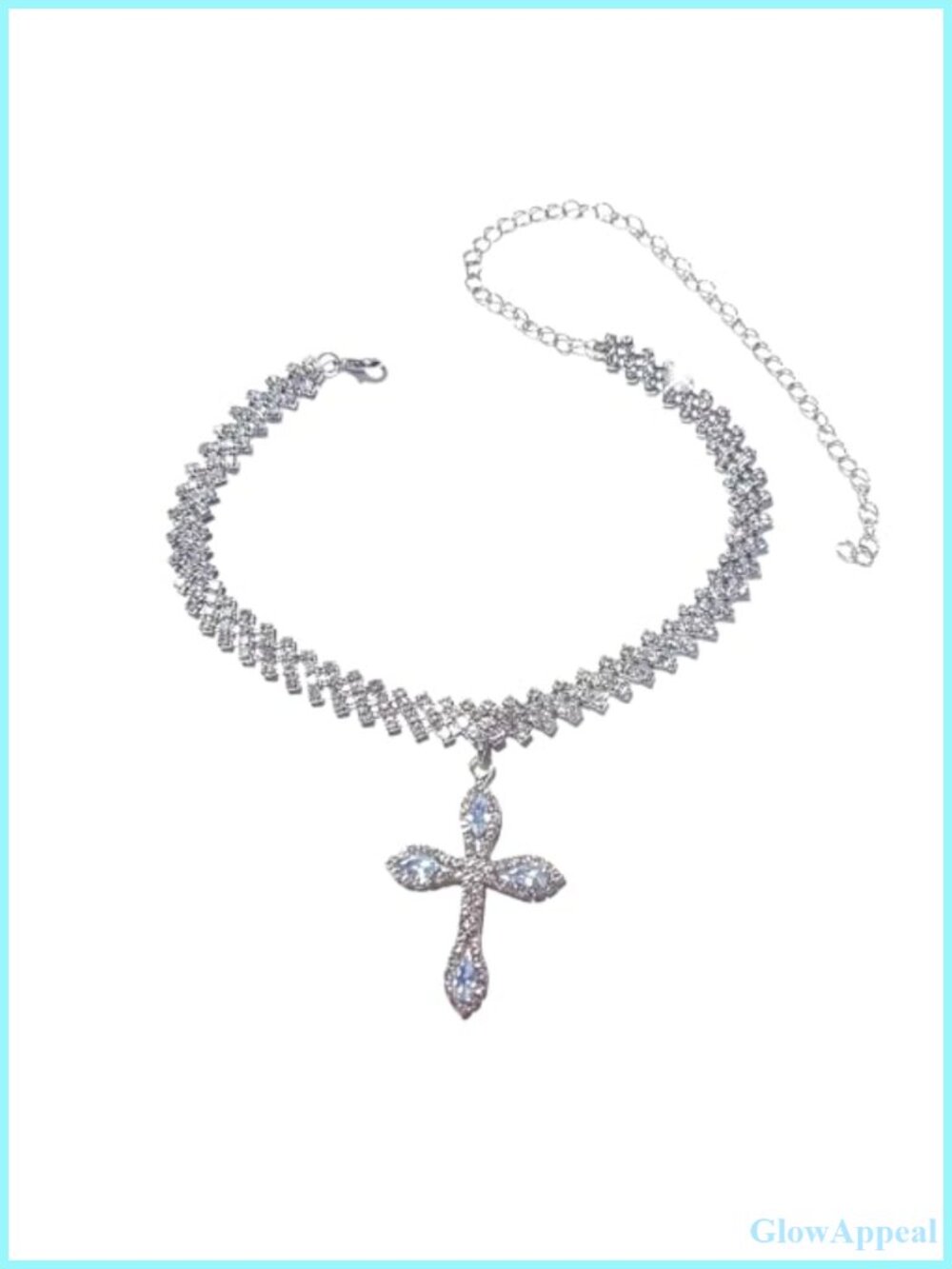 Silver Cross Necklace Cubic Zirconia Pendant 19.7 in Religious Jewelry for Women
